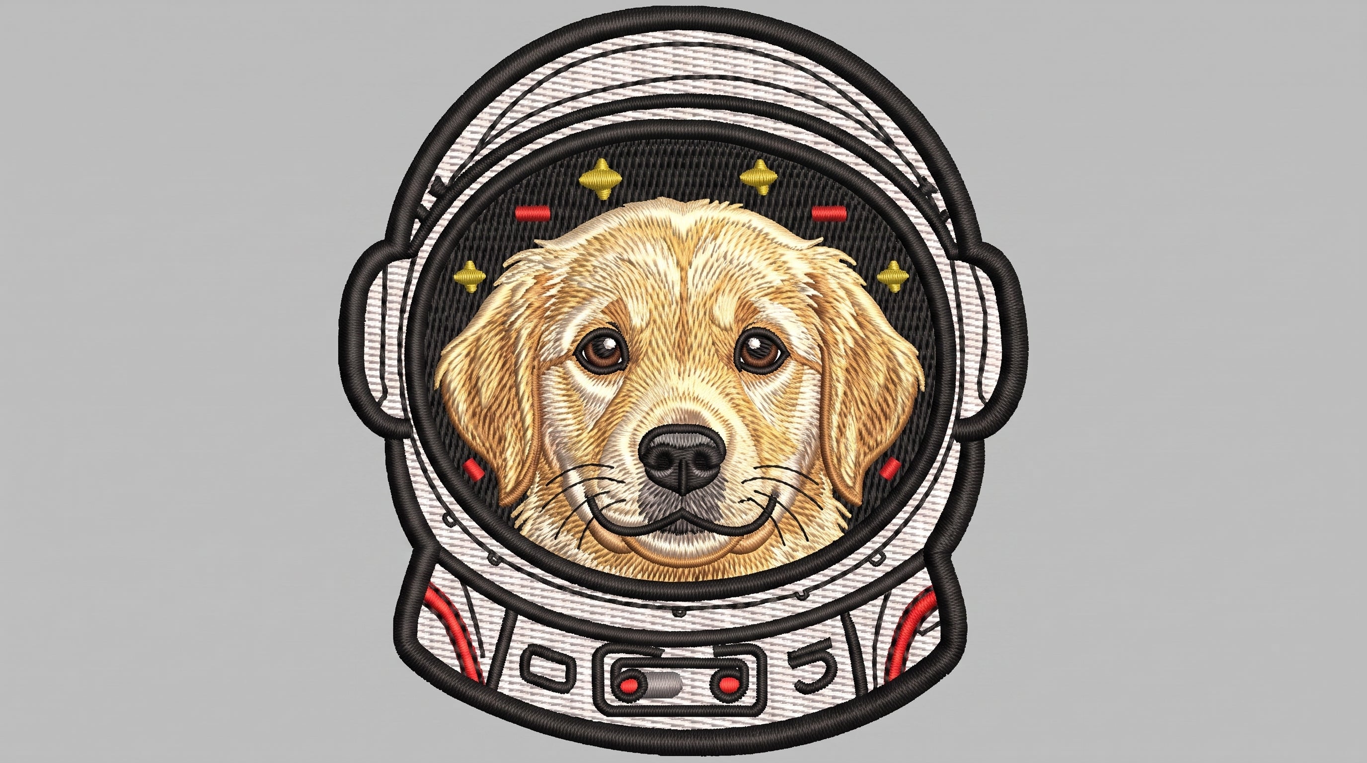 Astronaut Dog Embroidered Patch - Iron On, Sew On & Hook and Loop, 4" to 12"
