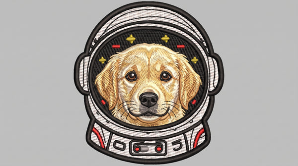 Astronaut Dog Embroidered Patch - Iron On, Sew On & Hook and Loop, 4" to 12"