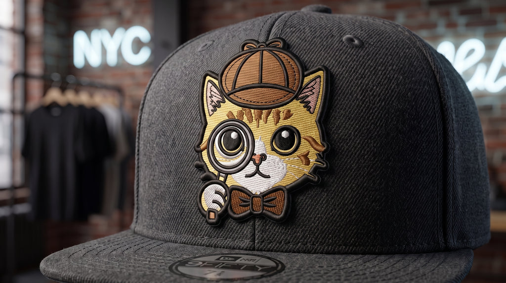 Detective Cat Embroidery Patch | Mystery Cat Face Iron On Patch | Cute Detective Animal Patch