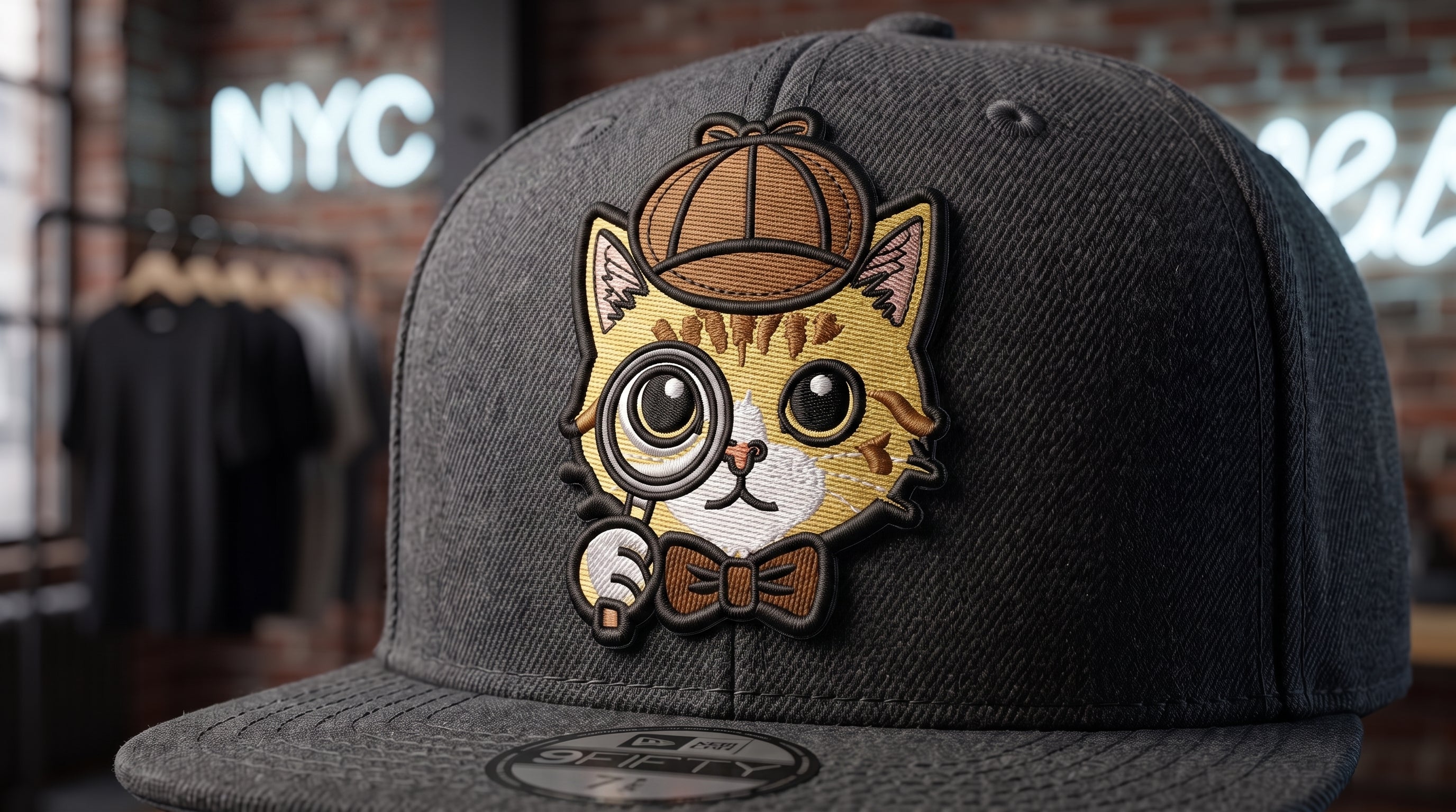 Detective Cat Embroidery Patch | Mystery Cat Face Iron On Patch | Cute Detective Animal Patch