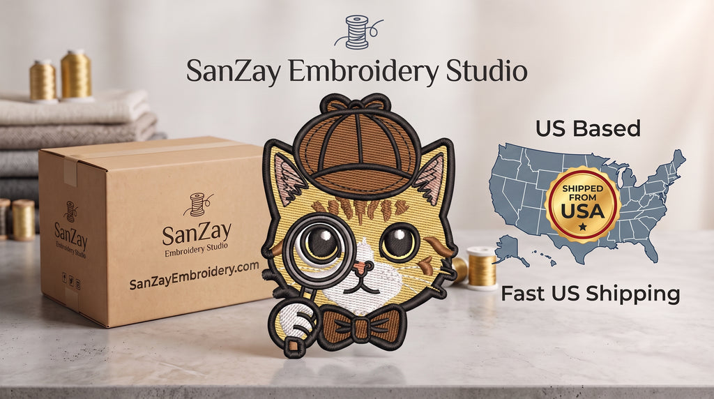 Detective Cat Embroidery Patch | Mystery Cat Face Iron On Patch | Cute Detective Animal Patch