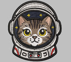Astronaut Cat embroidered patch featuring a cat face wearing a space helmet, available in sizes 4 to 12 inches