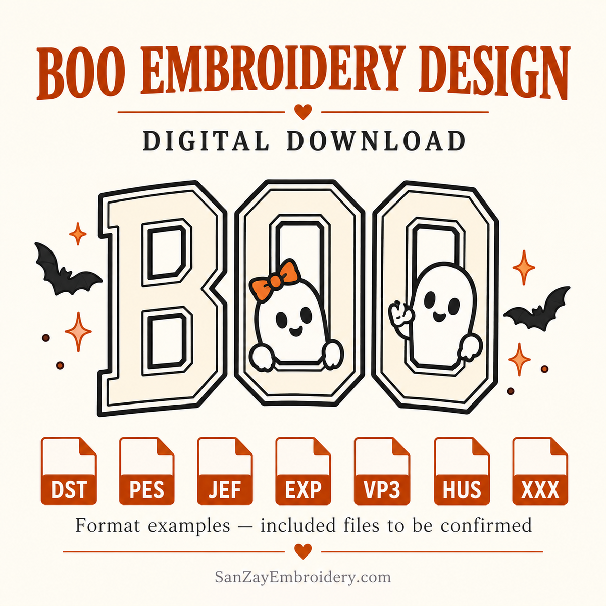 BOO ghost design artwork with example file formats awaiting confirmation