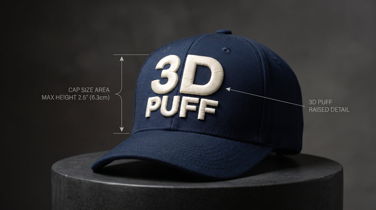 Baseball cap with an embroidered logo made from a custom cap digitizing file