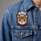 Chef Cat Embroidery Patch | Cute Cooking Cat Iron On Patch | Food Lover Gift Patch