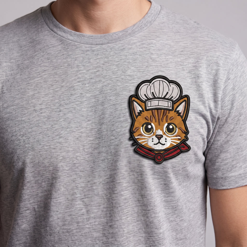 Chef Cat Embroidery Patch | Cute Cooking Cat Iron On Patch | Food Lover Gift Patch