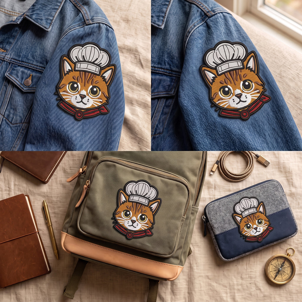 Chef Cat Embroidery Patch | Cute Cooking Cat Iron On Patch | Food Lover Gift Patch