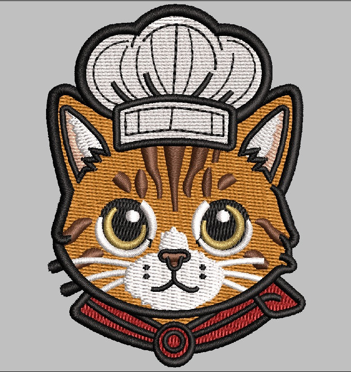 Chef Cat Embroidery Patch | Cute Cooking Cat Iron On Patch | Food Lover Gift Patch