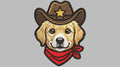 Cowboy Dog Embroidered Patch - Iron On, Sew On & Hook and Loop, 4" to 12"