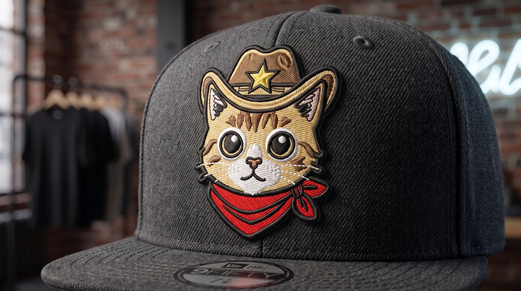 Cowboy Cat Embroidery Patch | Western Cat Face Iron On Patch | Cute Cowboy Animal Patch