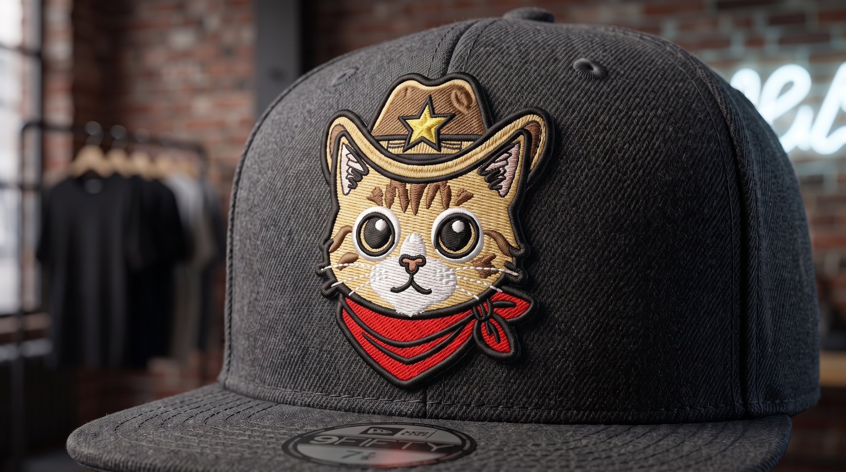 Cowboy Cat Embroidery Patch | Western Cat Face Iron On Patch | Cute Cowboy Animal Patch