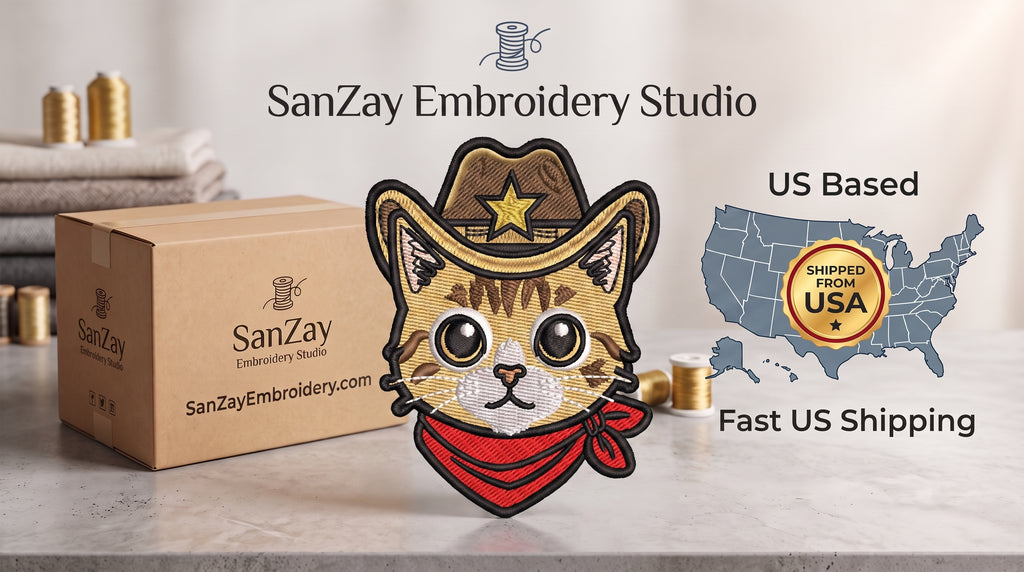 Cowboy Cat Embroidery Patch | Western Cat Face Iron On Patch | Cute Cowboy Animal Patch