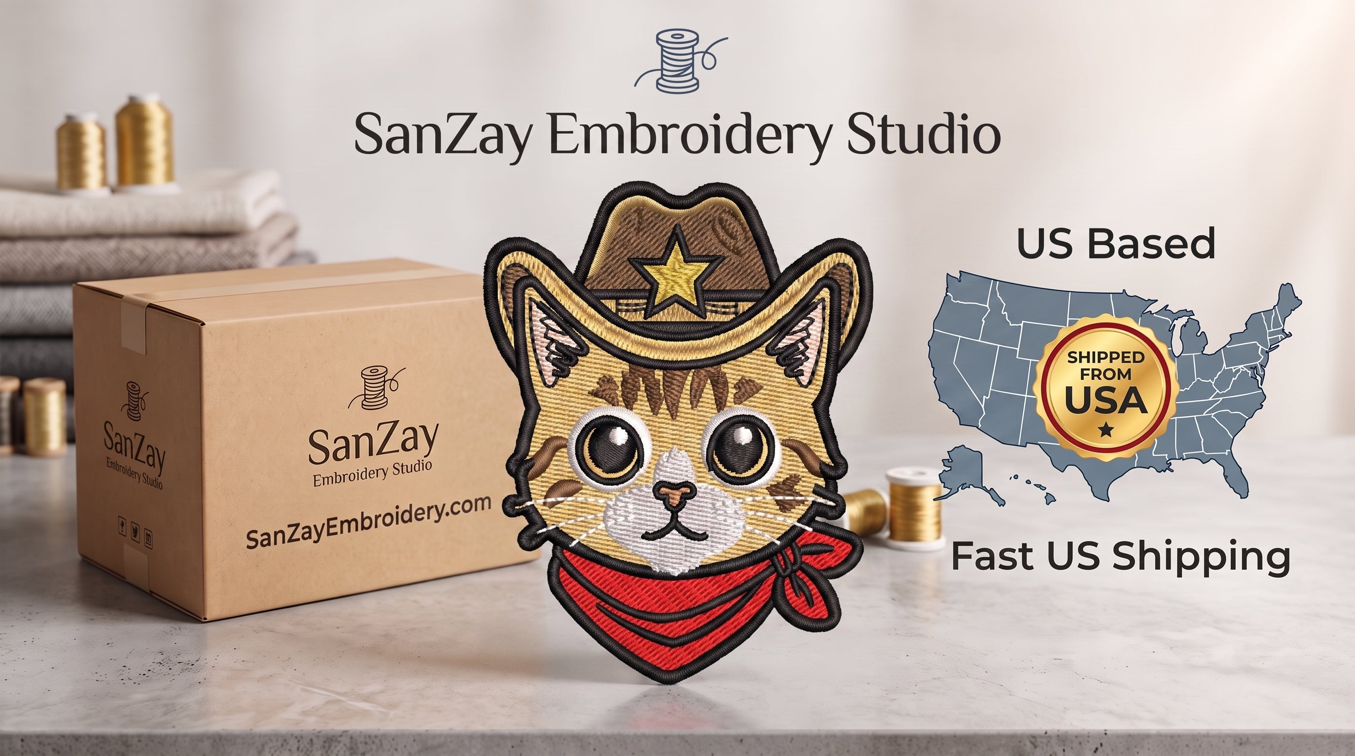Cowboy Cat Embroidery Patch | Western Cat Face Iron On Patch | Cute Cowboy Animal Patch