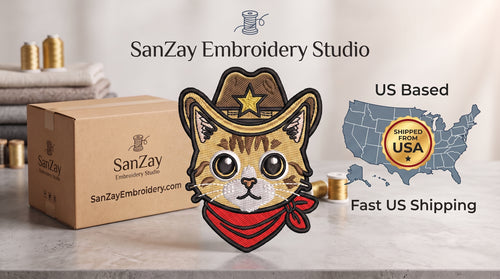 Cowboy Cat Embroidery Patch | Western Cat Face Iron On Patch | Cute Cowboy Animal Patch