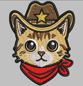 Cowboy Cat Embroidery Patch | Western Cat Face Iron On Patch | Cute Cowboy Animal Patch
