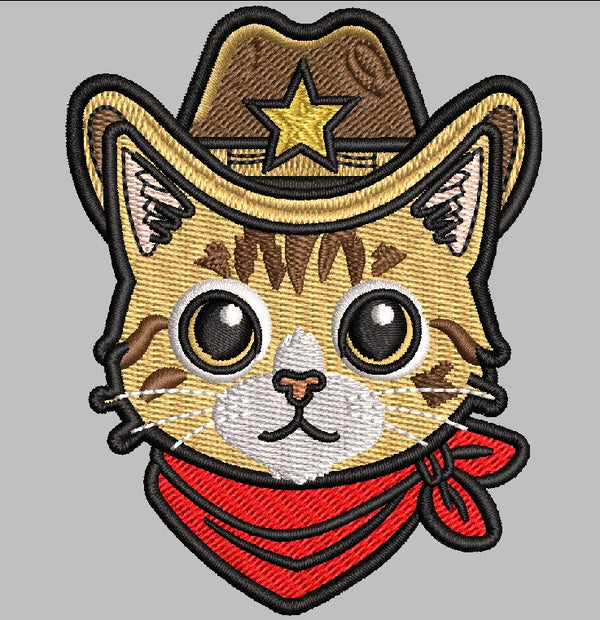 Cowboy Cat Embroidery Patch | Western Cat Face Iron On Patch | Cute Cowboy Animal Patch