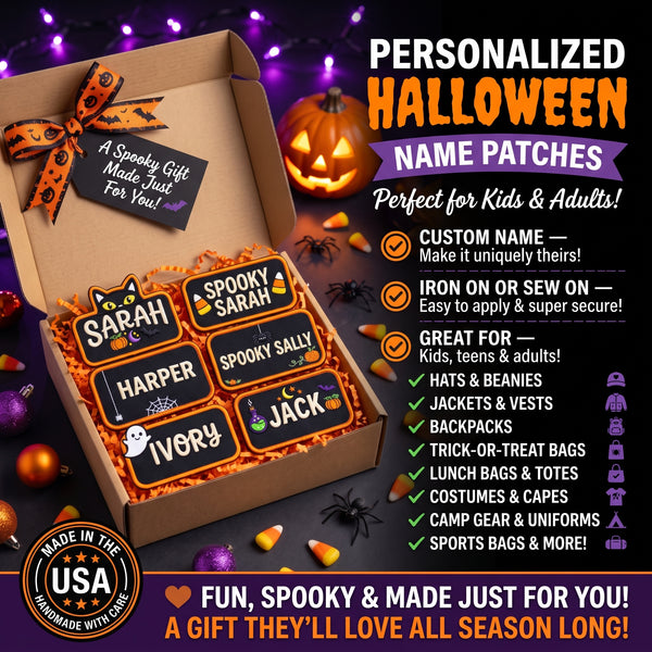 Custom Name Patches for Halloween - Personalized Embroidered Patch