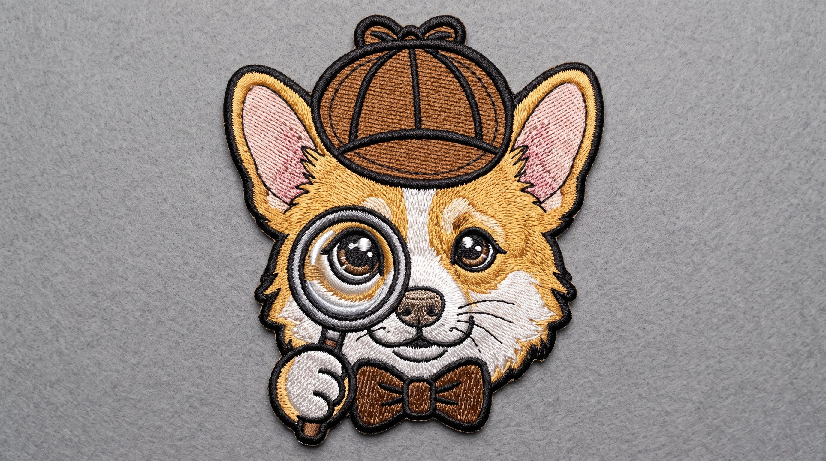 Detective Dog Embroidered Patch - Iron On, Sew On & Hook and Loop, 4" to 12"