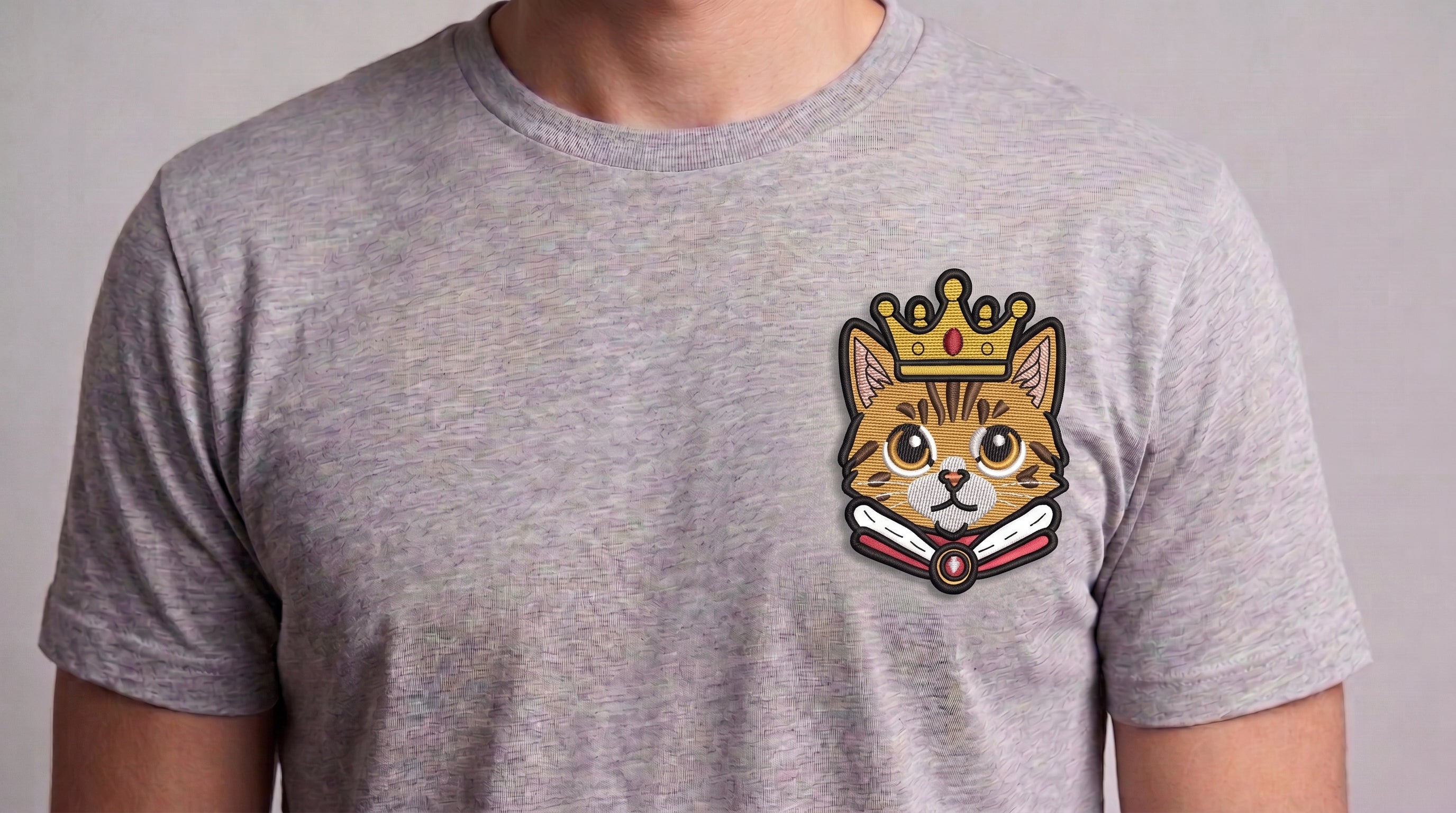 King Cat Embroidered Patch - Iron On, Sew On & Hook and Loop, 4" to 12"