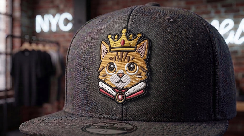 King Cat Embroidered Patch - Iron On, Sew On & Hook and Loop, 4" to 12"