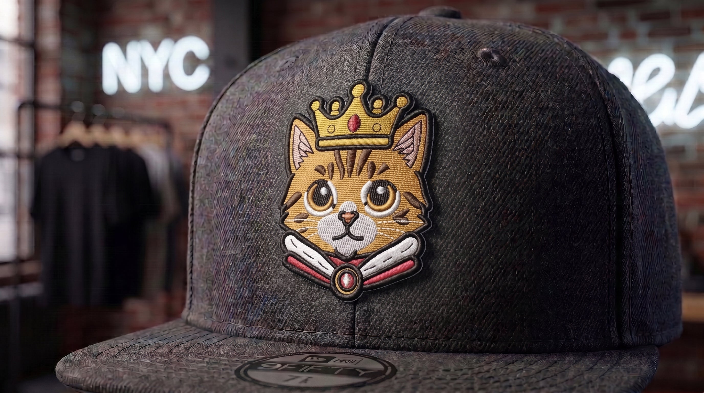 King Cat Embroidered Patch - Iron On, Sew On & Hook and Loop, 4" to 12"