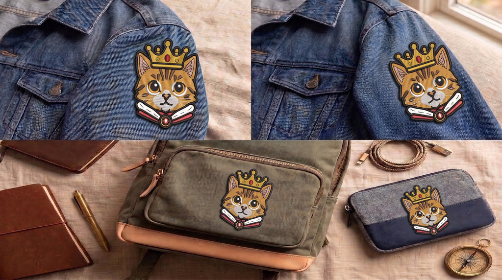 King Cat Embroidered Patch - Iron On, Sew On & Hook and Loop, 4" to 12"