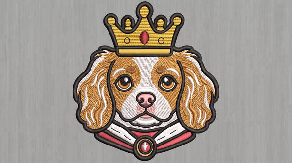King Dog Embroidered Patch - Iron On, Sew On & Hook and Loop, 4" to 12"