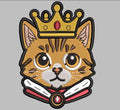 King Cat Embroidered Patch - Iron On, Sew On & Hook and Loop, 4" to 12"