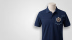 Polo shirt with a custom embroidered logo made from a digitized stitch file