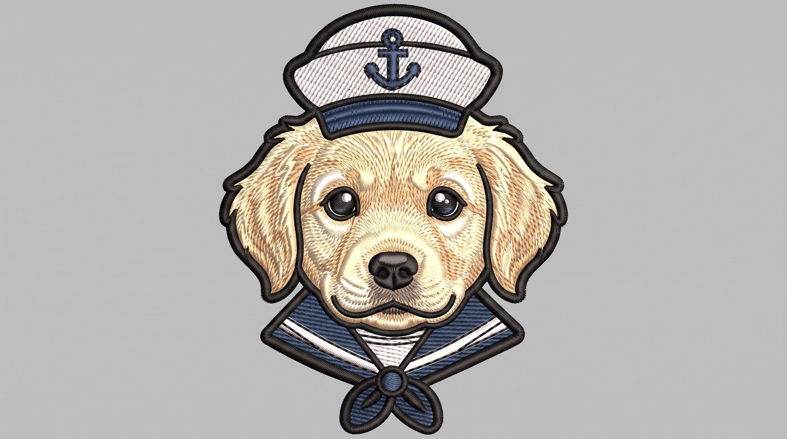 Sailor Dog Embroidered Patch - Iron On, Sew On & Hook and Loop, 4" to 12"
