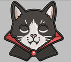 Vampire Cat embroidered patch featuring a gothic vampire-style cat design, available in sizes 4 to 12 inches