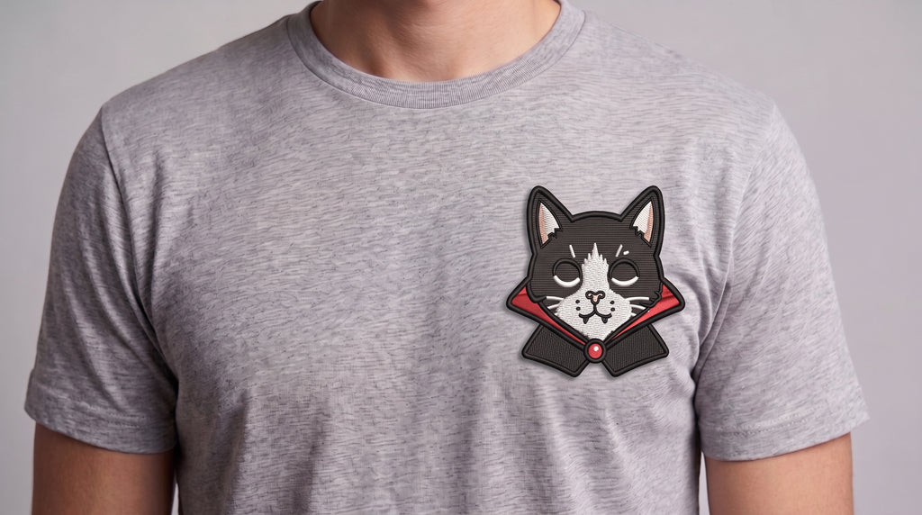 Vampire Cat Embroidered Patch - Iron On, Sew On & Hook and Loop, 4" to 12"