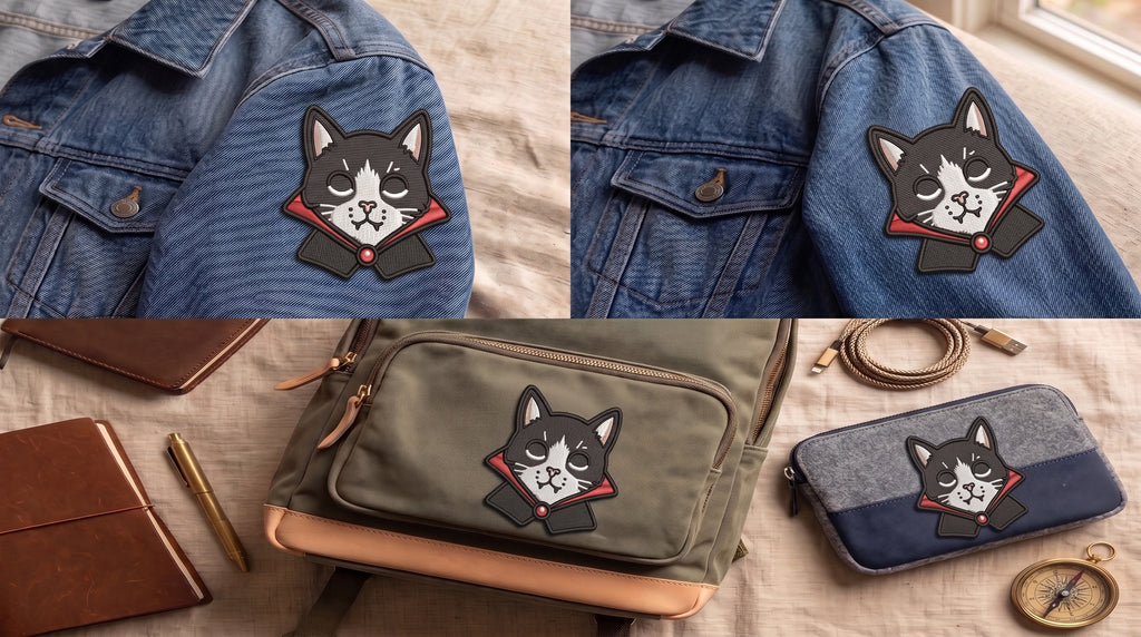 Vampire Cat Embroidered Patch - Iron On, Sew On & Hook and Loop, 4" to 12"