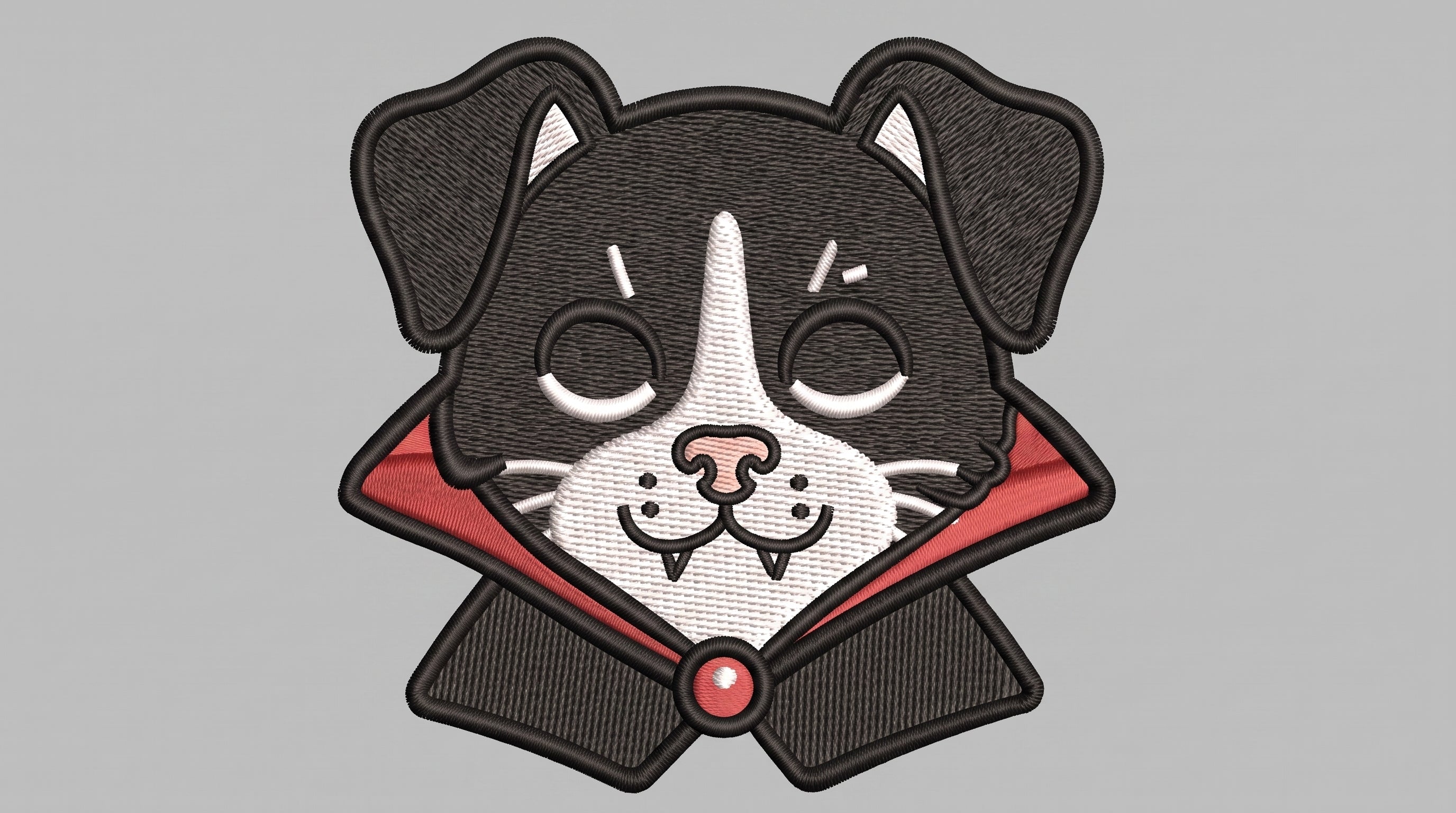 Vampire Dog Embroidered Patch - Iron On, Sew On & Hook and Loop, 4" to 12"