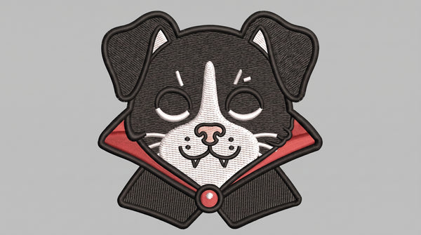 Vampire Dog Embroidered Patch - Iron On, Sew On & Hook and Loop, 4" to 12"