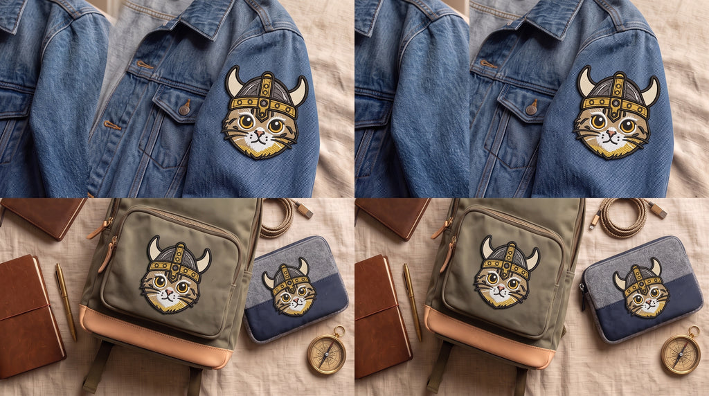 Viking Cat Embroidered Patch - Iron On, Sew On & Hook and Loop, 4" to 12"