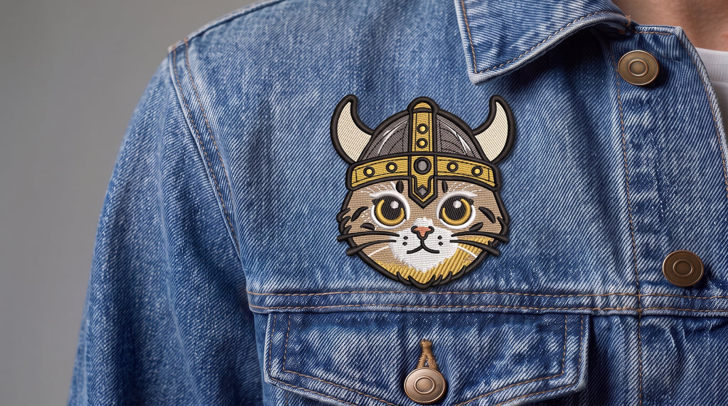 Viking Cat Embroidered Patch - Iron On, Sew On & Hook and Loop, 4" to 12"
