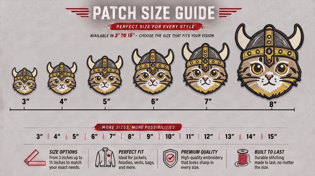 Viking Cat Embroidered Patch - Iron On, Sew On & Hook and Loop, 4" to 12"