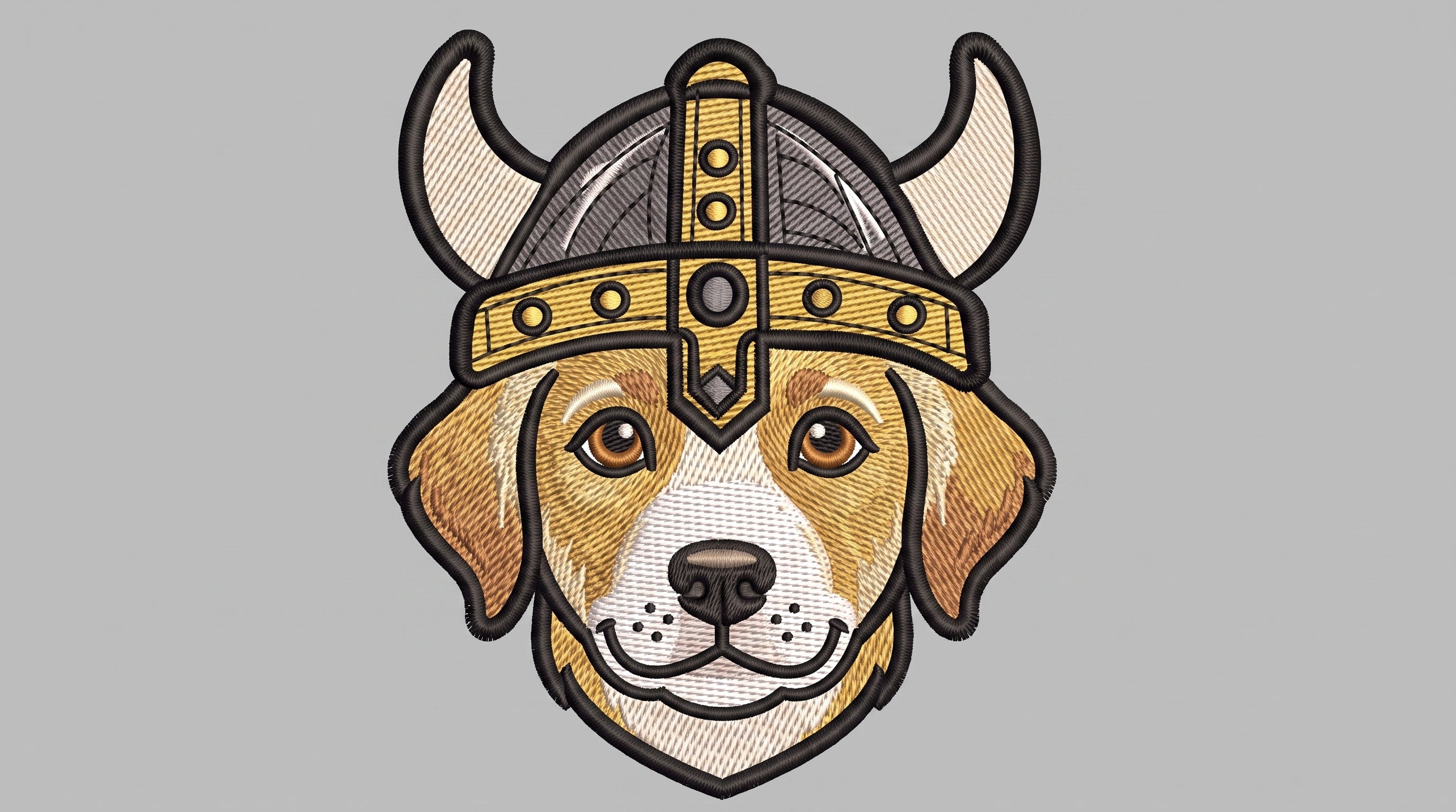 Viking Dog Embroidered Patch - Iron On, Sew On & Hook and Loop, 4" to 12"