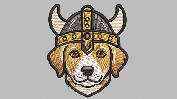 Viking Dog Embroidered Patch - Iron On, Sew On & Hook and Loop, 4" to 12"