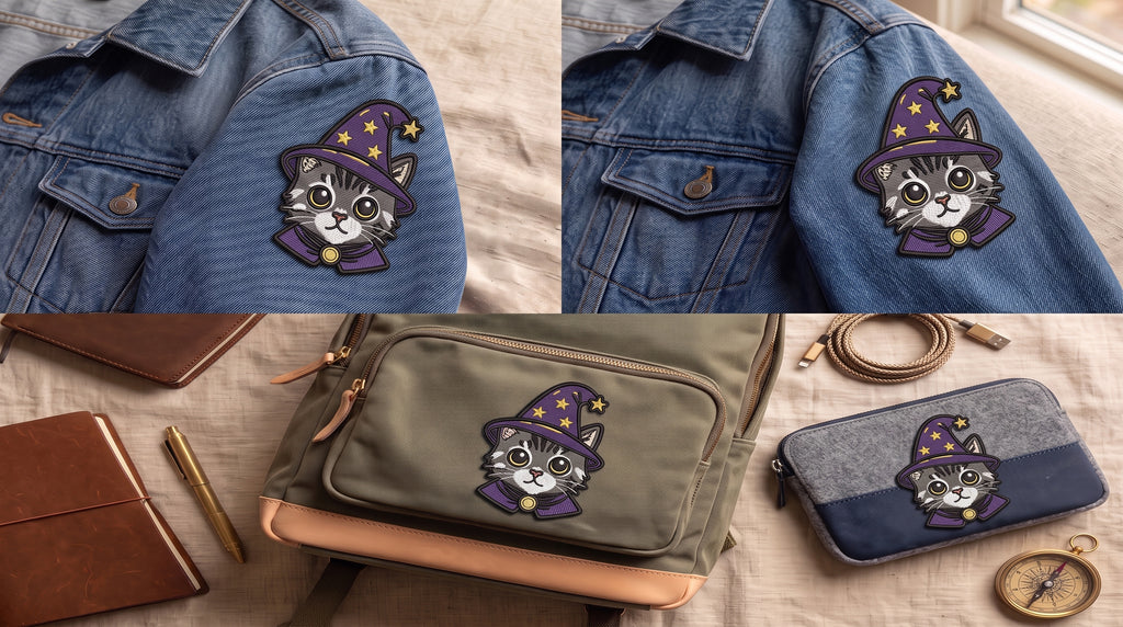 Wizard Cat Embroidered Patch - Iron On, Sew On & Hook and Loop, 4" to 12"