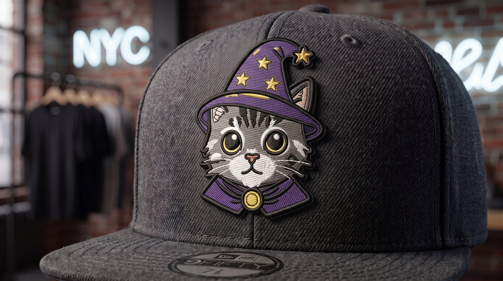 Wizard Cat Embroidered Patch - Iron On, Sew On & Hook and Loop, 4" to 12"
