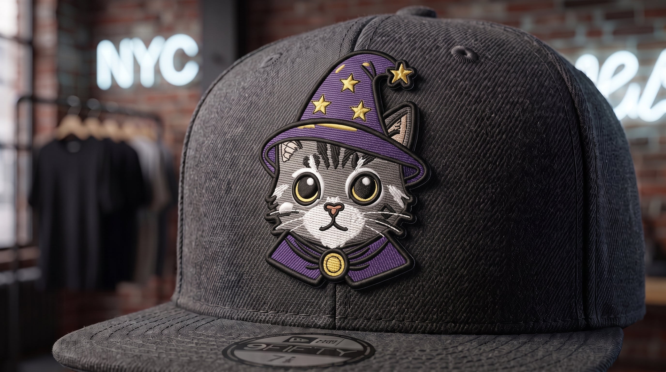 Wizard Cat Embroidered Patch - Iron On, Sew On & Hook and Loop, 4" to 12"