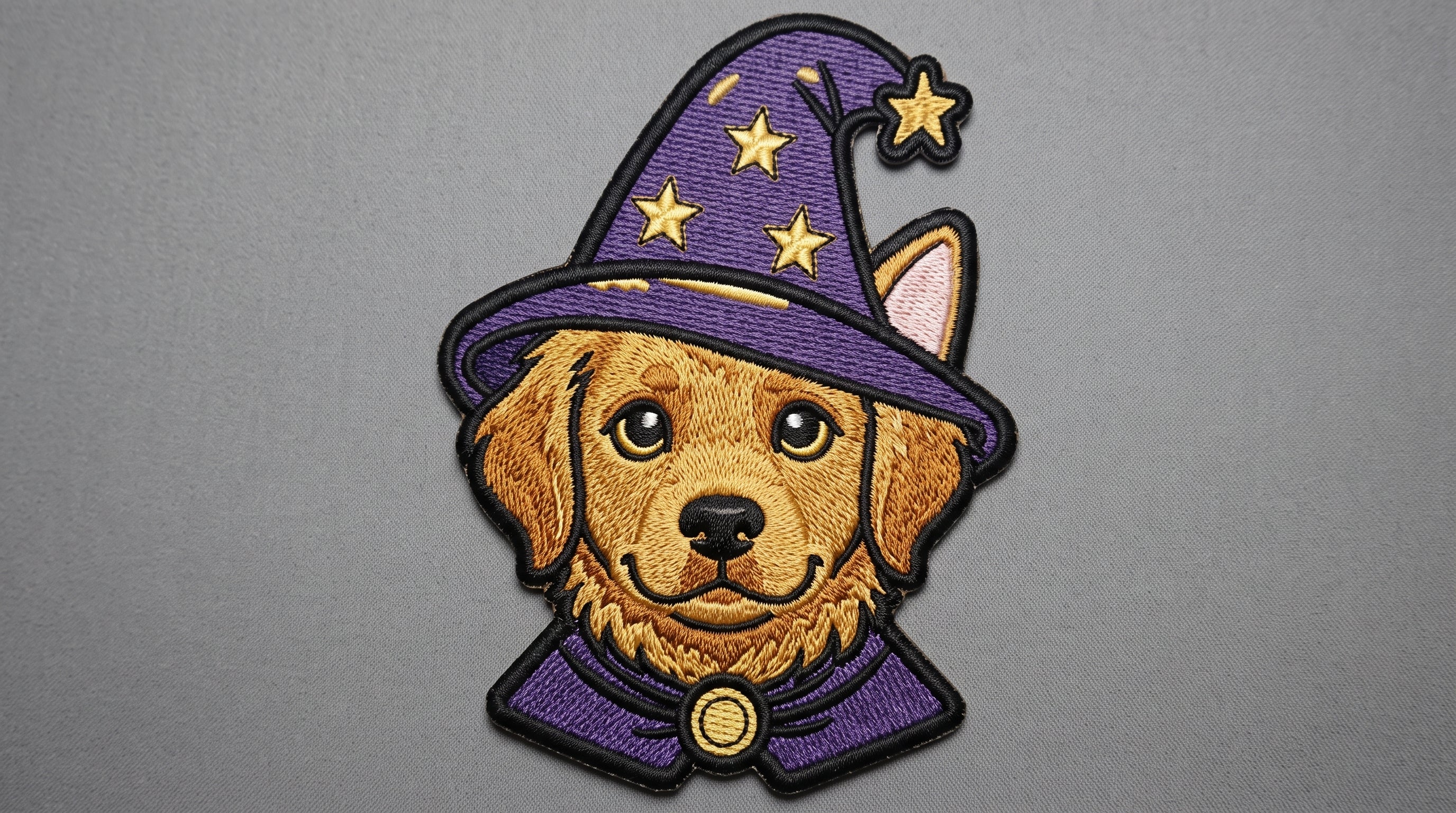 Wizard Dog Embroidered Patch - Iron On, Sew On & Hook and Loop, 4" to 12"