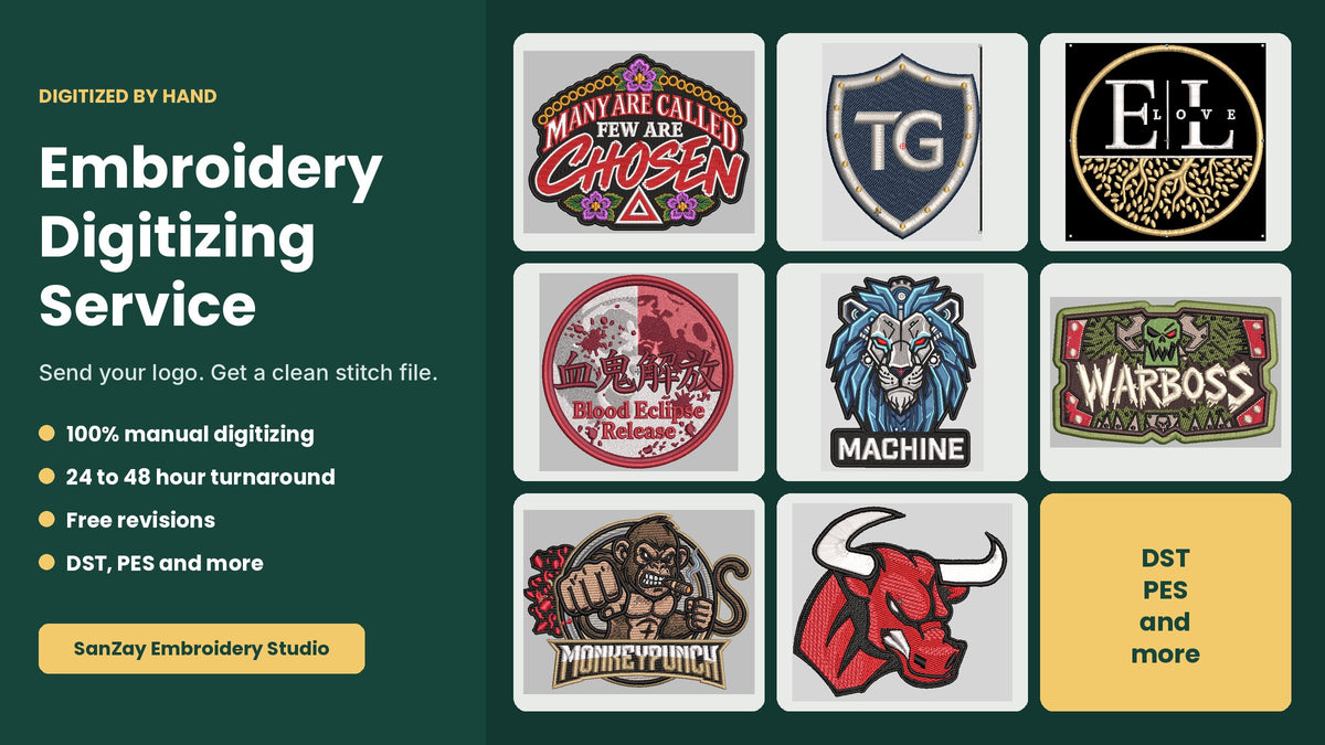 Embroidery Digitizing Service - Custom Logo to Stitch File, 24-48 Hour Turnaround