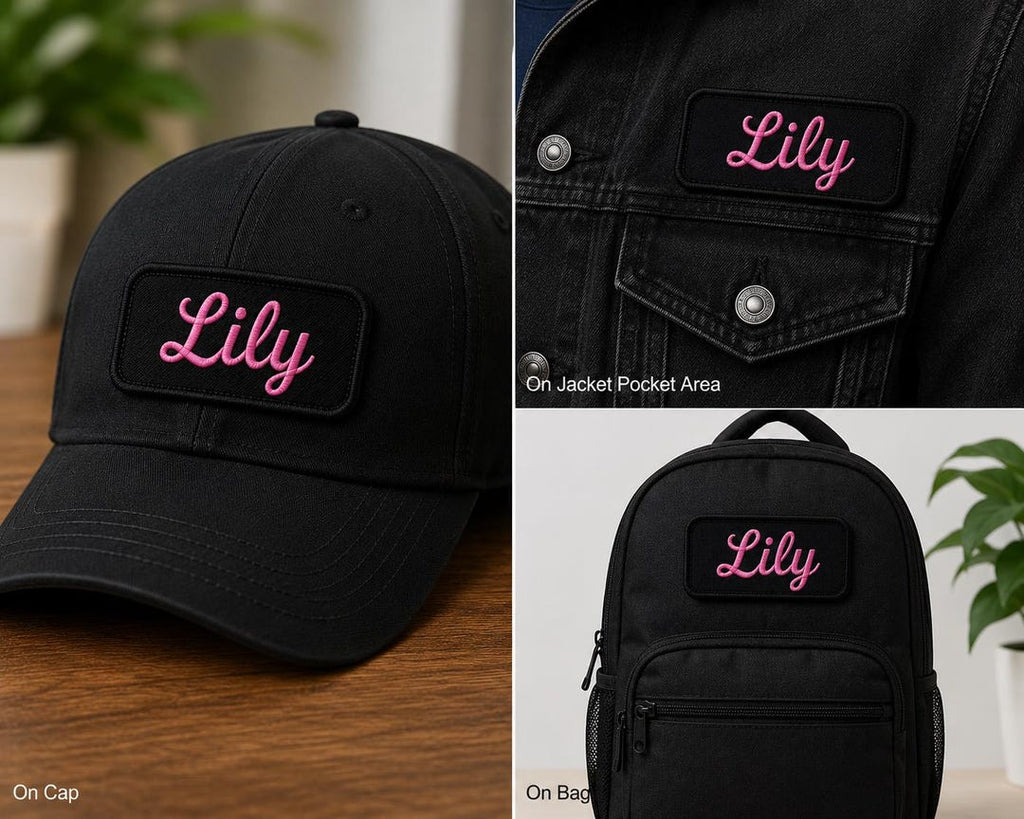 Custom Cursive Name Patch - Personalized Embroidered Name Patch for Jacket, Backpack, Hat, Iron On or Sew On