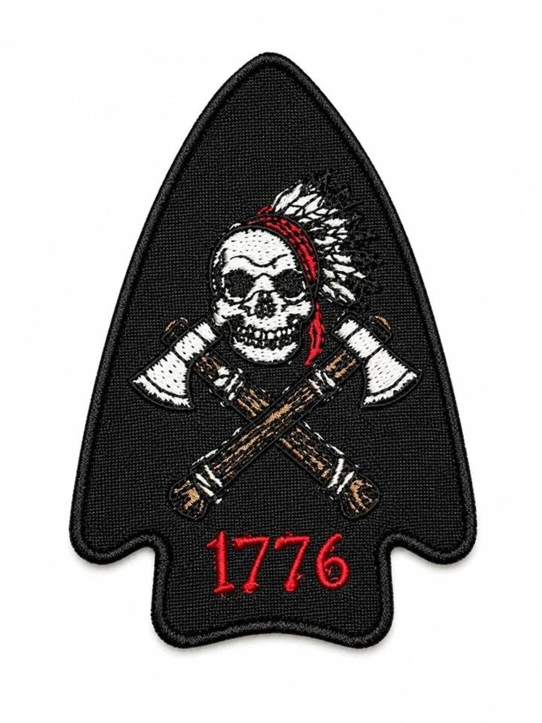 776 Patriot American Morale Arrowhead Embroidery Patch | USA Revolutionary War Tactical Badge | Iron-On Sew-On Patch | Multi Sizes 3"-12"