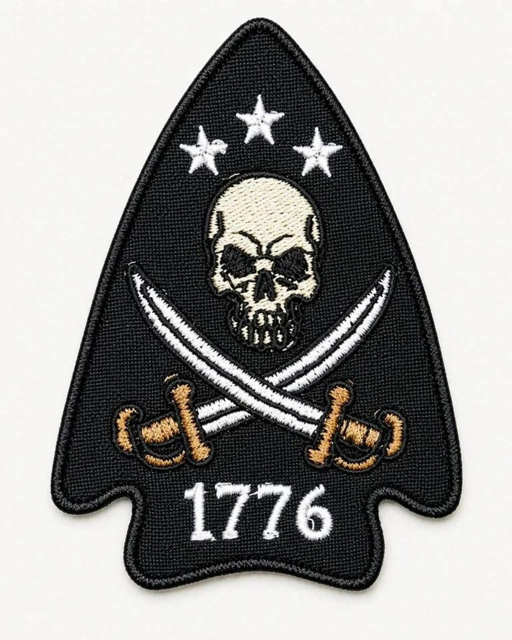 776 Patriot American Morale Arrowhead Embroidery Patch | USA Revolutionary War Tactical Badge | Iron-On Sew-On Patch | Multi Sizes 3"-12"