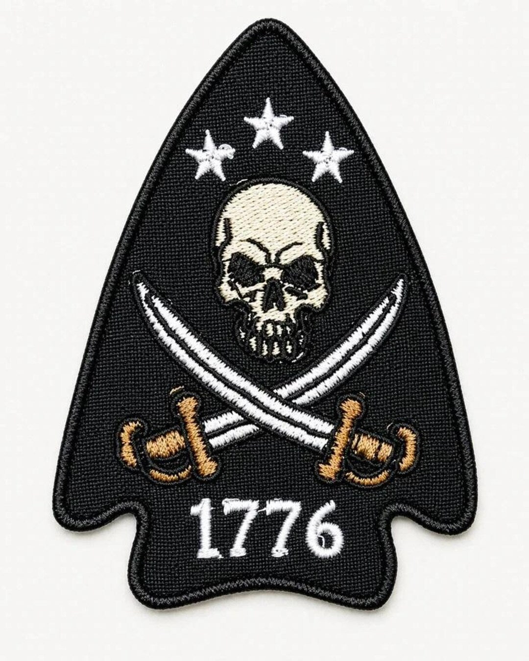 776 Patriot American Morale Arrowhead Embroidery Patch | USA Revolutionary War Tactical Badge | Iron-On Sew-On Patch | Multi Sizes 3"-12"
