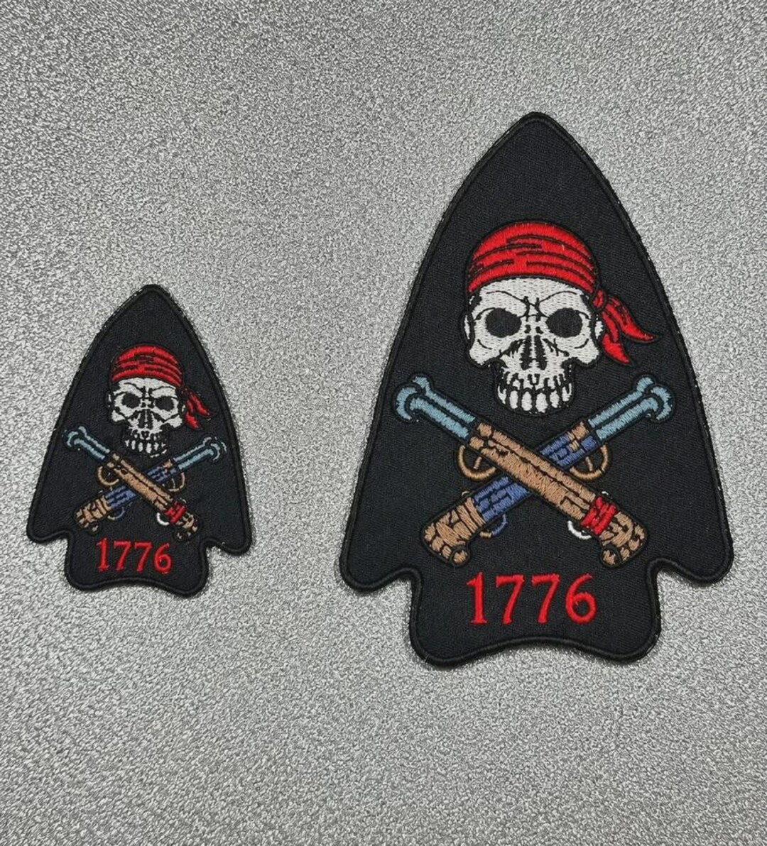 776 Patriot American Morale Arrowhead Embroidery Patch | USA Revolutionary War Tactical Badge | Iron-On Sew-On Patch | Multi Sizes 3"-12"